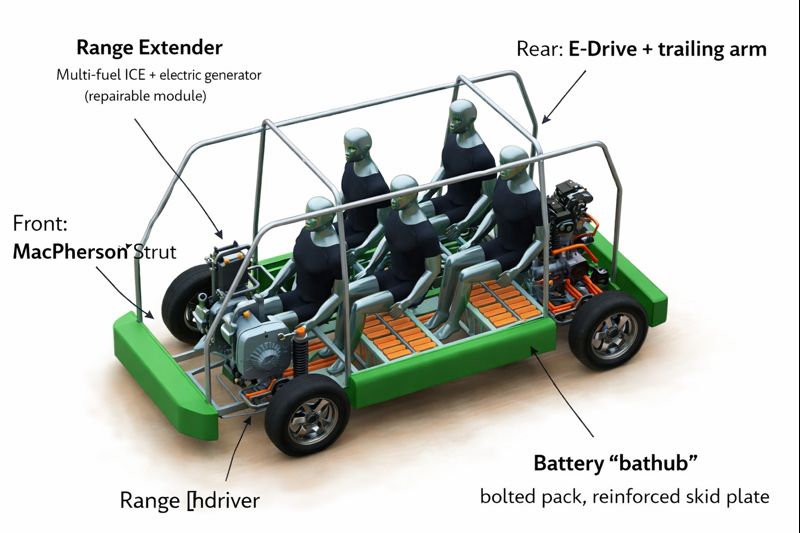 EREV platform cutaway